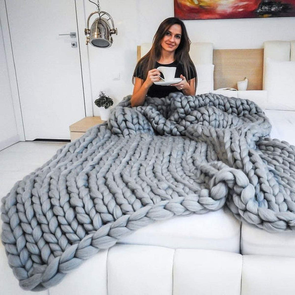 Chunky Knit Wool Blanket