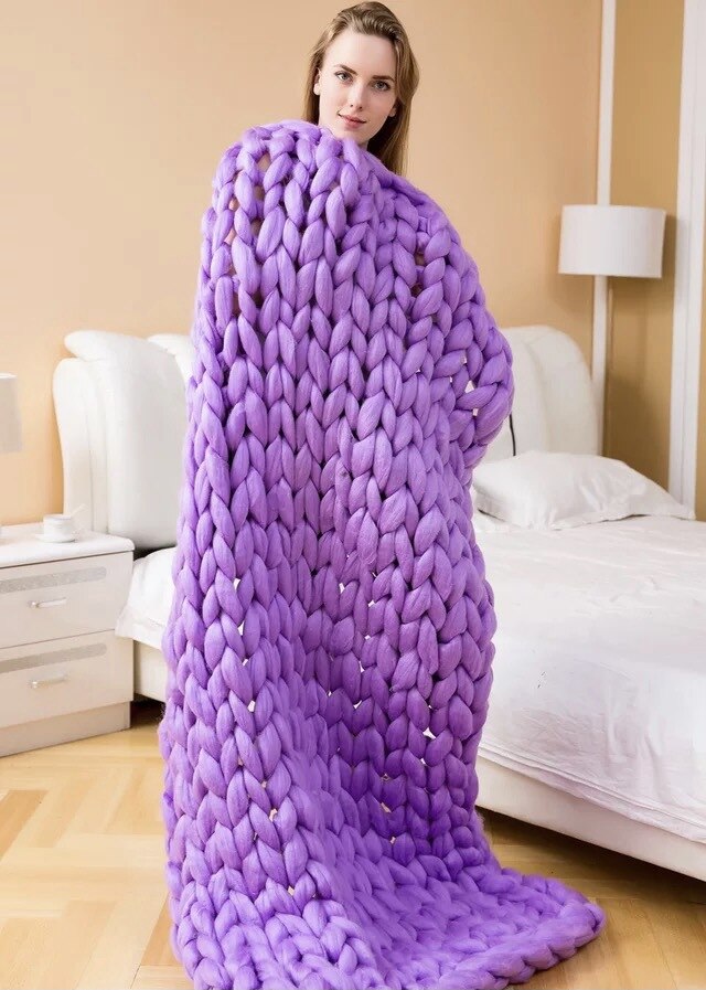 Chunky Knit Wool Blanket