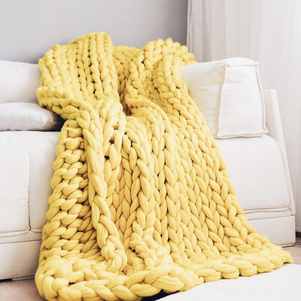 Chunky Knit Wool Blanket