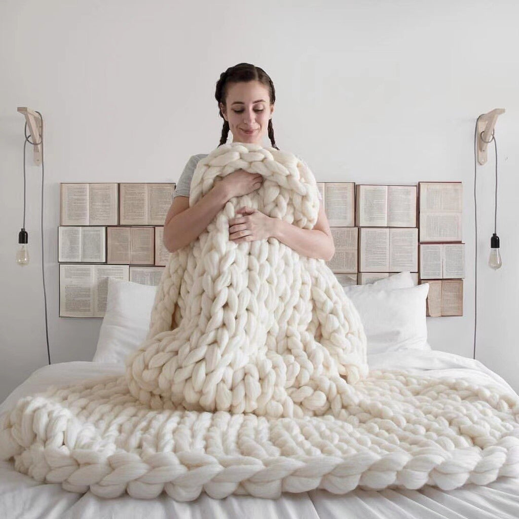 Chunky Knit Wool Blanket