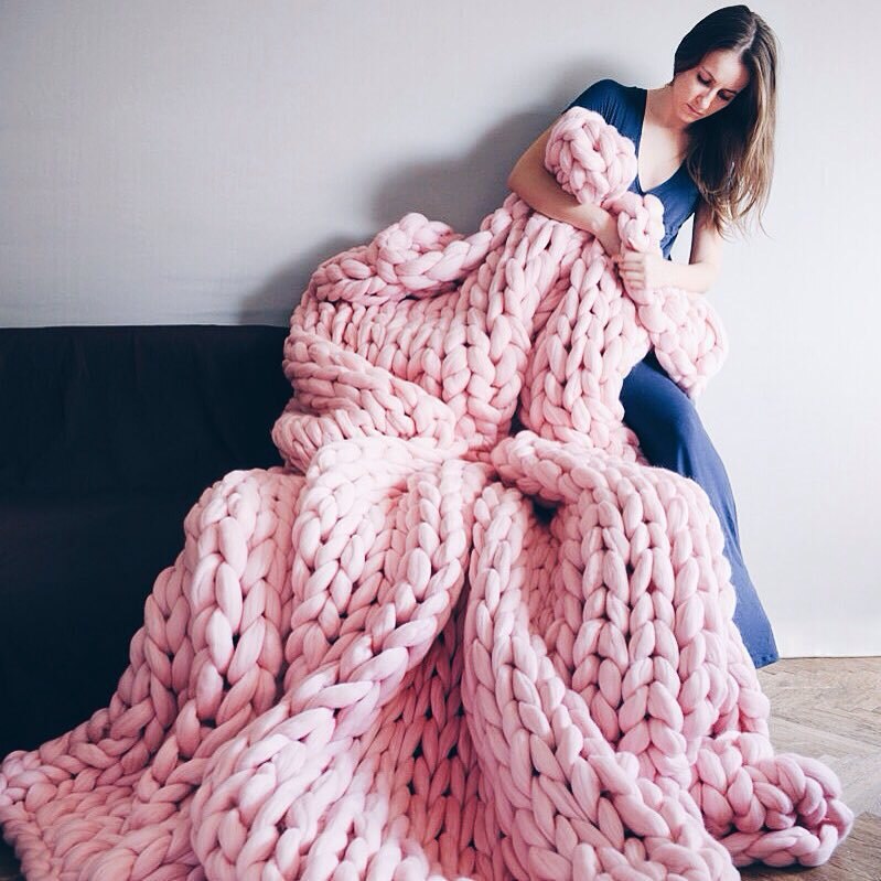 Chunky Knit Wool Blanket