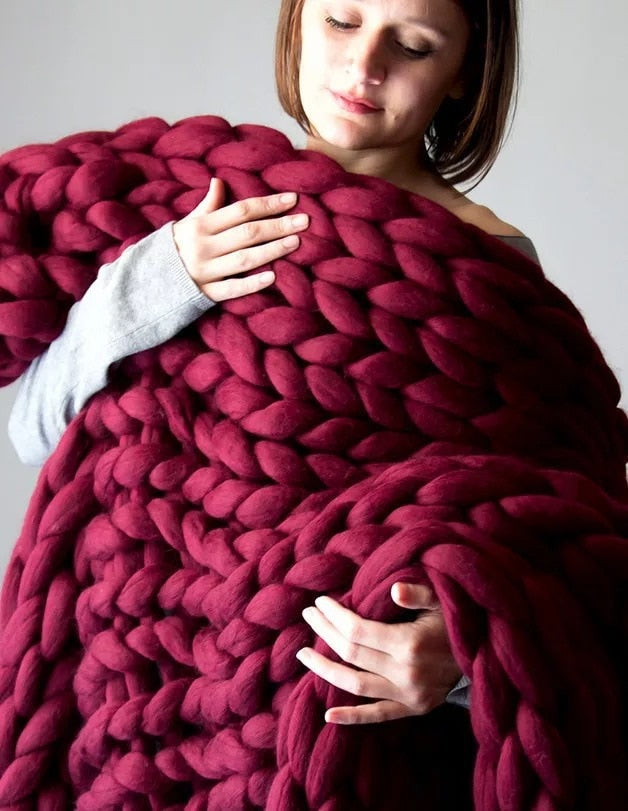 Chunky Knit Wool Blanket