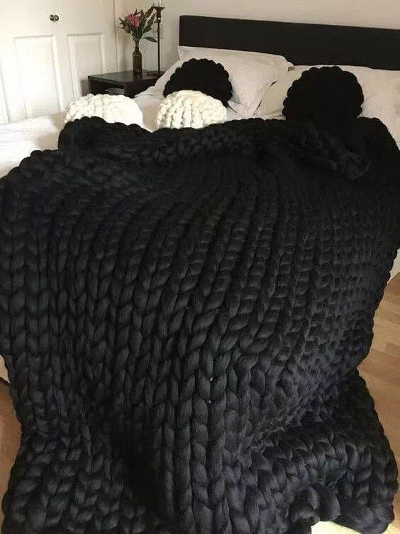 Chunky Knit Wool Blanket