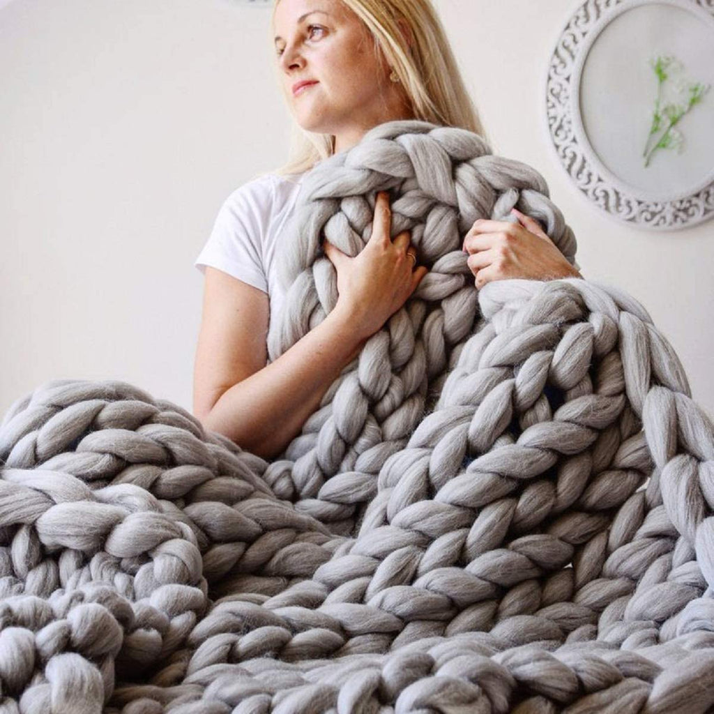 Chunky Knit Wool Blanket